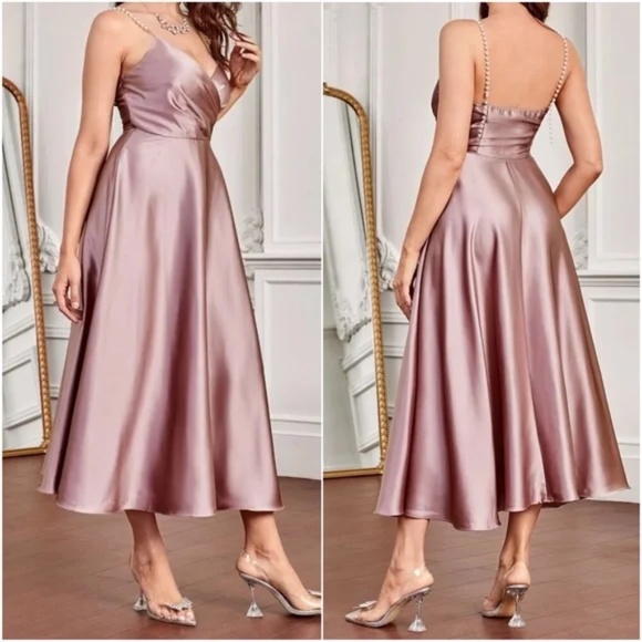 Luxe Satin Evening Formal Black tie Party Wedding Dress - Picture 5 of 7